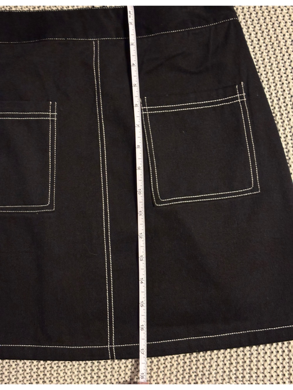 Very J Black Mini Skirt with White Contrast Stitching - Picture 9 of 10